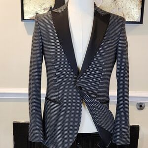 H&M Black and White Patterned Blazer Size 36